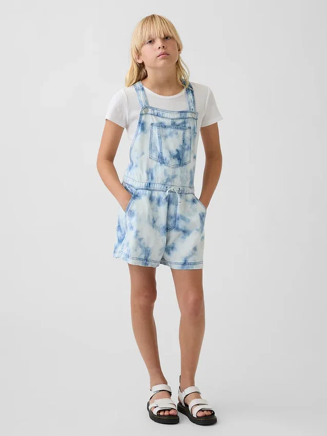 Dziecięce szorty dżinsowe w stylu tie-dye o luźnym kroju