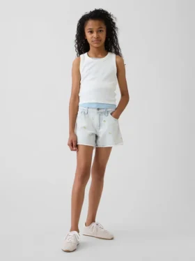 Dziecięce szorty dżinsowe z niskim stanem i haftem w kształcie cytryny