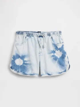 Dziecięce szorty dżinsowe z wysokim stanem w stylu tie-dye