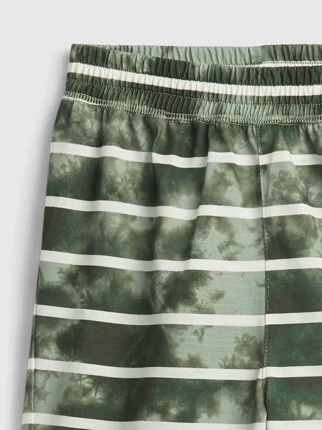 Dziecięce szorty piżamowe z paskami w stylu tie-dye z recyklingu