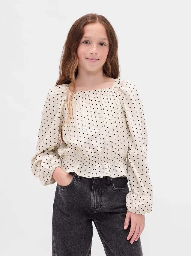 Dziecięce topy z marszczonym peplum