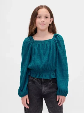 Dziecięce topy z marszczonym peplum
