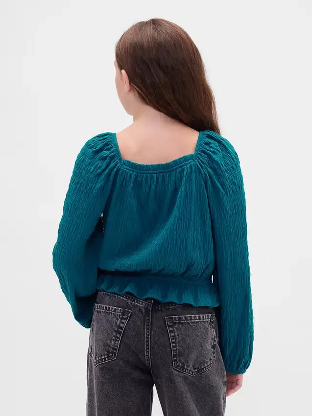 Dziecięce topy z marszczonym peplum