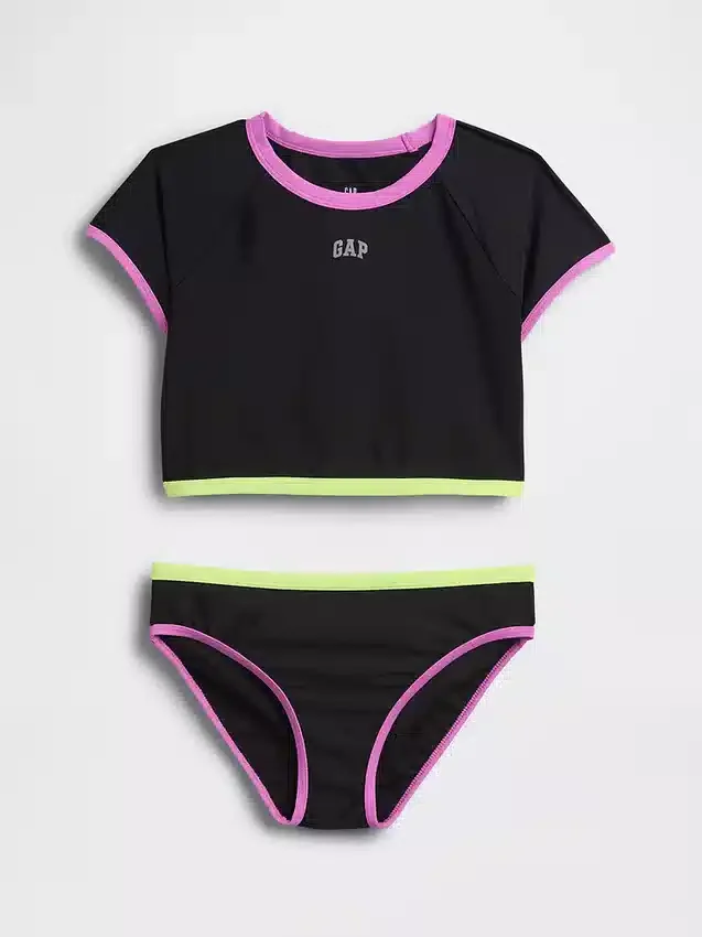 Dziecięcy dwuczęściowy strój pływacki z koszulką typu rash guard
