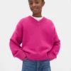 Dziecięcy sweter o luźnym kroju z dekoltem w serek