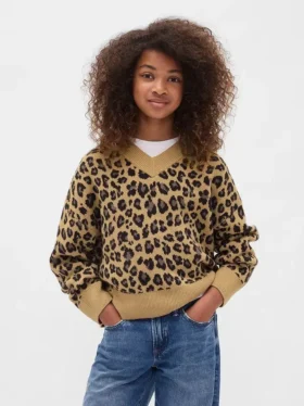 Dziecięcy sweter o luźnym kroju z dekoltem w serek