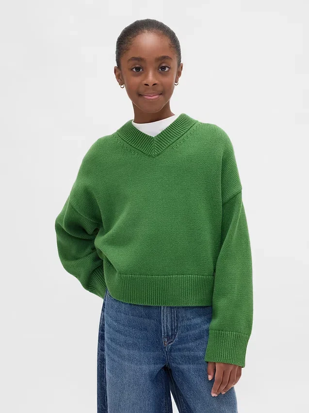 Dziecięcy sweter o luźnym kroju z dekoltem w serek