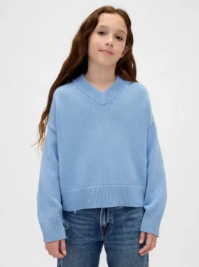 Dziecięcy sweter o luźnym kroju z dekoltem w serek