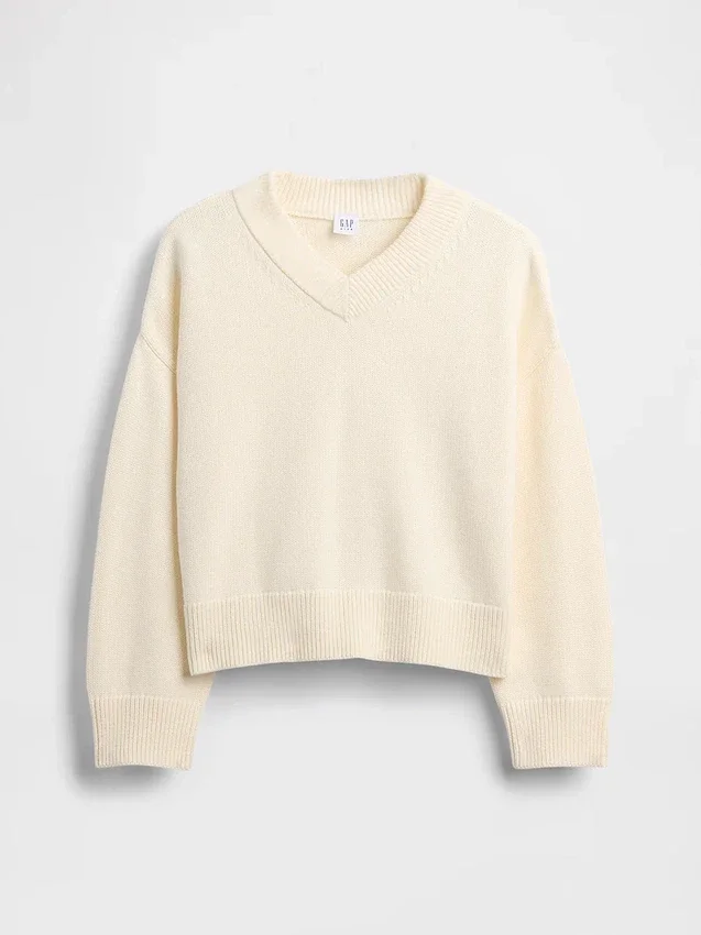 Dziecięcy sweter o luźnym kroju z dekoltem w serek