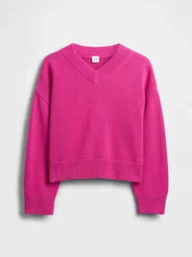 Dziecięcy sweter o luźnym kroju z dekoltem w serek