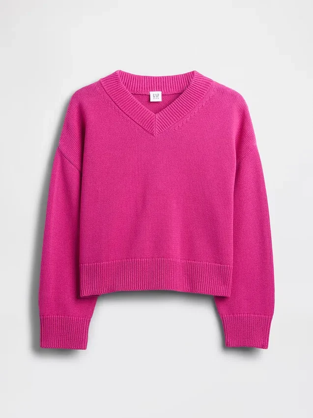 Dziecięcy sweter o luźnym kroju z dekoltem w serek