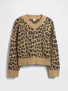 Dziecięcy sweter o luźnym kroju z dekoltem w serek