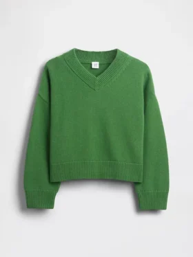 Dziecięcy sweter o luźnym kroju z dekoltem w serek