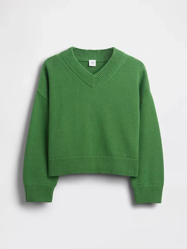 Dziecięcy sweter o luźnym kroju z dekoltem w serek