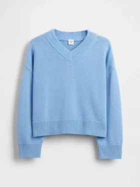 Dziecięcy sweter o luźnym kroju z dekoltem w serek