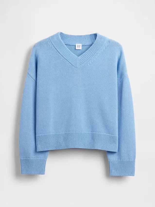 Dziecięcy sweter o luźnym kroju z dekoltem w serek