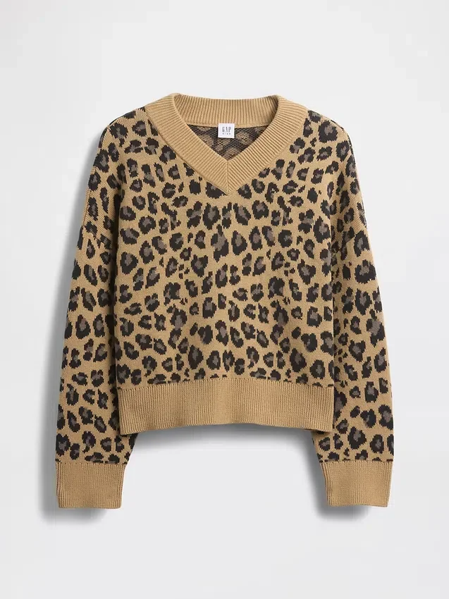 Dziecięcy sweter o luźnym kroju z dekoltem w serek