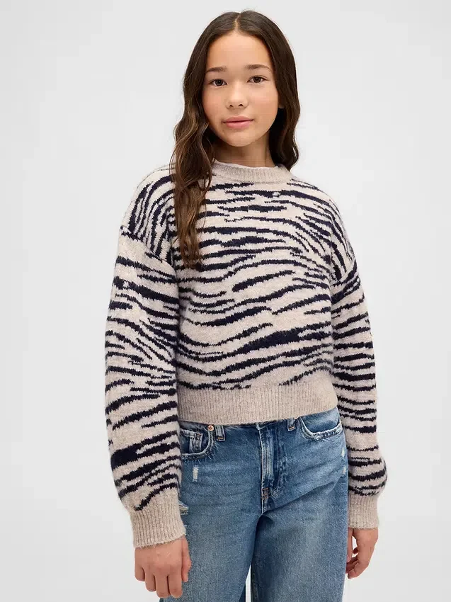 Dziecięcy sweter o luźnym kroju z okrągłym dekoltem