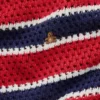 Dziecięcy sweter oversize z paskami, wykonany na szydełku