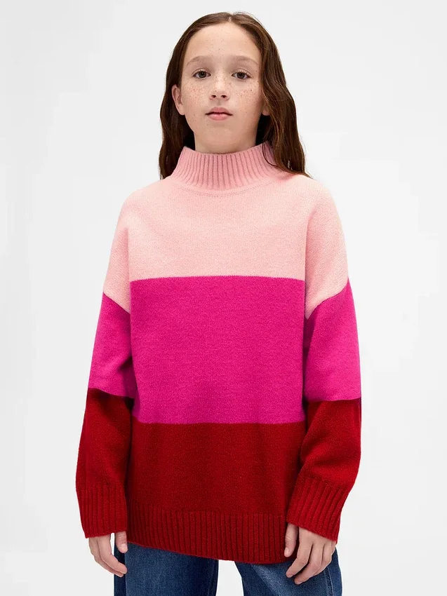 Dziecięcy sweter tunika w paski z serii CashSoft