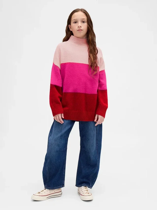 Dziecięcy sweter tunika w paski z serii CashSoft