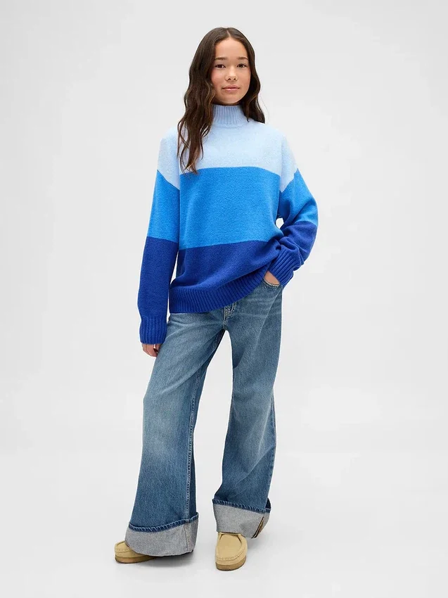 Dziecięcy sweter tunika w paski z serii CashSoft