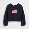 Dziecięcy sweter z dzianiny szydełkowej w stylu „Americana” o oversize’owym kroju