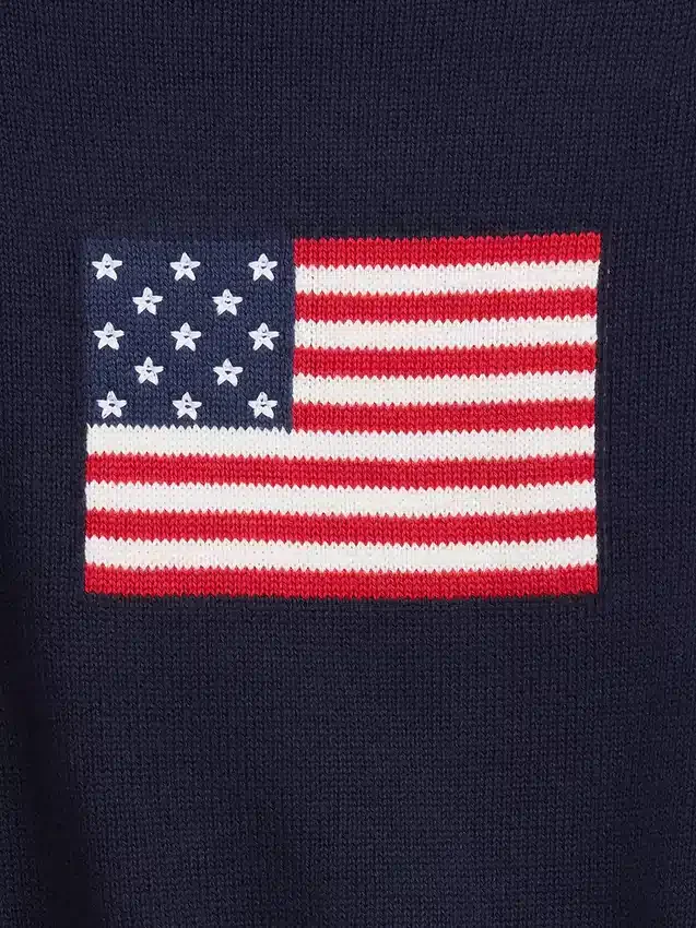 Dziecięcy sweter z dzianiny szydełkowej w stylu „Americana” o oversize’owym kroju