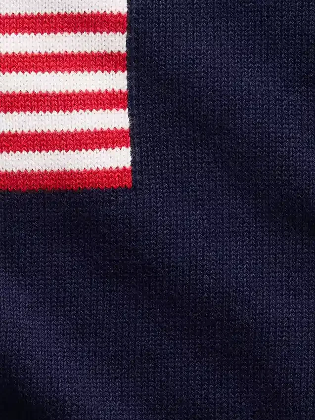 Dziecięcy sweter z dzianiny szydełkowej w stylu „Americana” o oversize’owym kroju