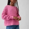Dziecięcy sweter z dzianiny szydełkowej z okrągłym dekoltem w stylu oversize