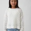 Dziecięcy sweter z dzianiny szydełkowej z okrągłym dekoltem w stylu oversize
