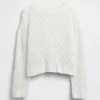 Dziecięcy sweter z dzianiny szydełkowej z okrągłym dekoltem w stylu oversize