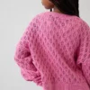 Dziecięcy sweter z dzianiny szydełkowej z okrągłym dekoltem w stylu oversize