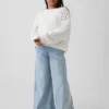 Dziecięcy sweter z dzianiny szydełkowej z okrągłym dekoltem w stylu oversize