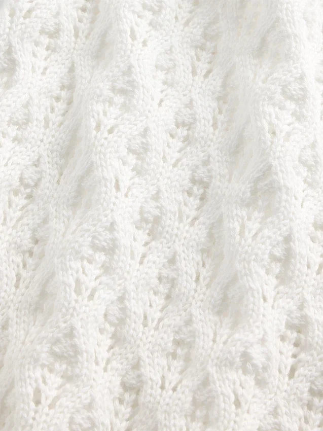 Dziecięcy sweter z dzianiny szydełkowej z okrągłym dekoltem w stylu oversize