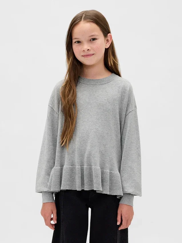 Dziecięcy sweter z luźnym peplum