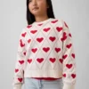 Dziecięcy sweter z okrągłym dekoltem i nadrukami w luźnym kroju
