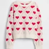 Dziecięcy sweter z okrągłym dekoltem i nadrukami w luźnym kroju