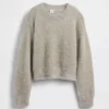 Dziecięcy sweter z okrągłym dekoltem z metalicznego dzianiny typu „eyelash”