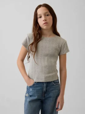 Dziecięcy T-shirt dopasowany z różnobarwnym ściągaczem