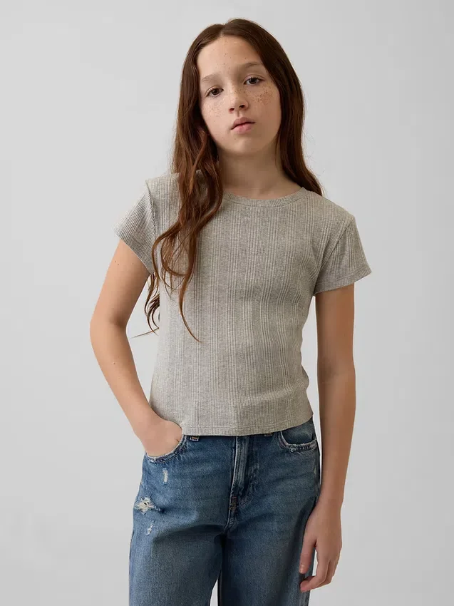 Dziecięcy T-shirt dopasowany z różnobarwnym ściągaczem