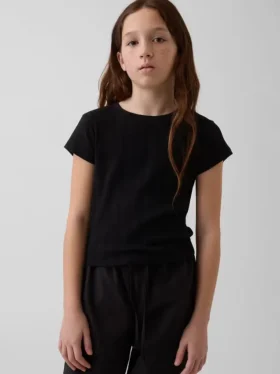 Dziecięcy T-shirt dopasowany z różnobarwnym ściągaczem