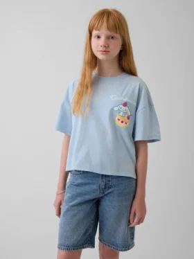 Dziecięcy T-shirt Hello Kitty o oversize'owym, prostym kroju