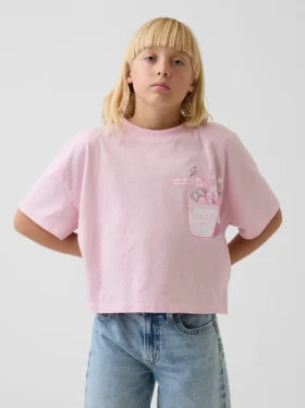 Dziecięcy T-shirt Hello Kitty o oversize'owym, prostym kroju