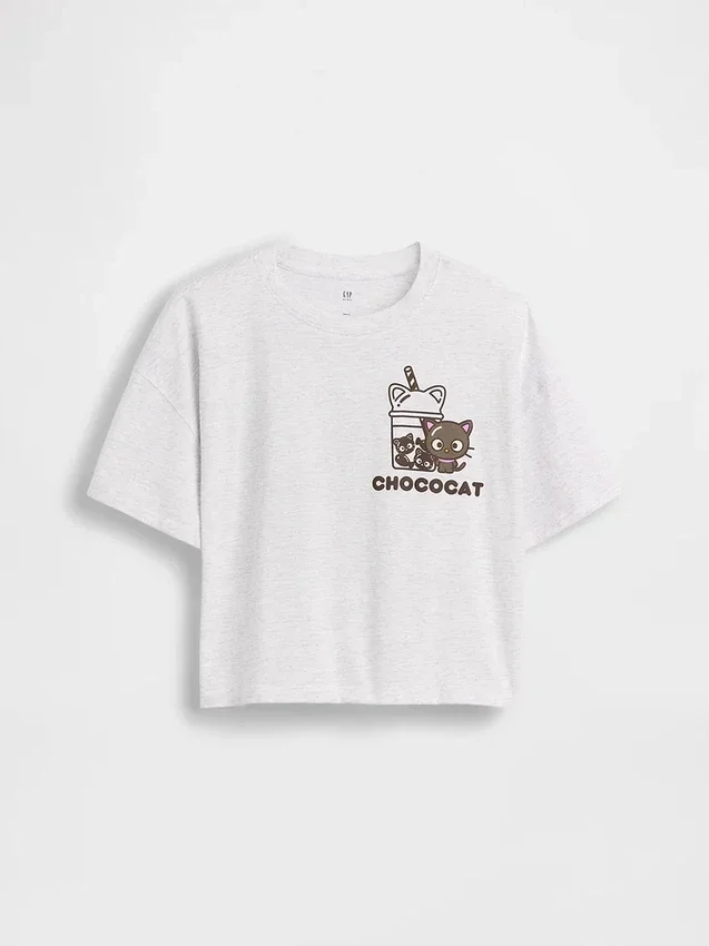 Dziecięcy T-shirt Hello Kitty o oversize'owym, prostym kroju
