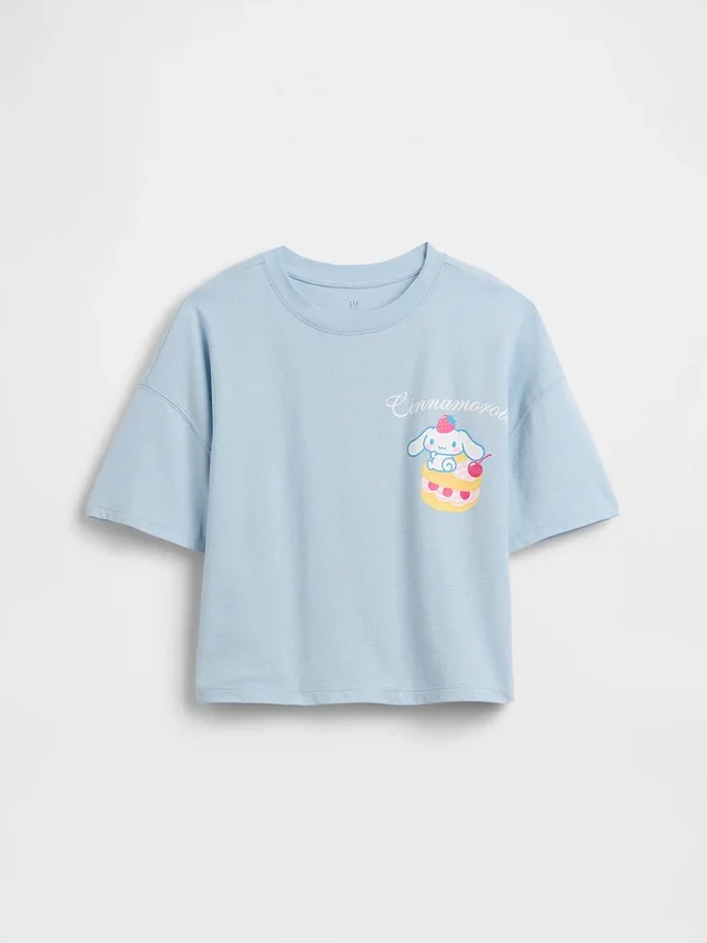 Dziecięcy T-shirt Hello Kitty o oversize'owym, prostym kroju