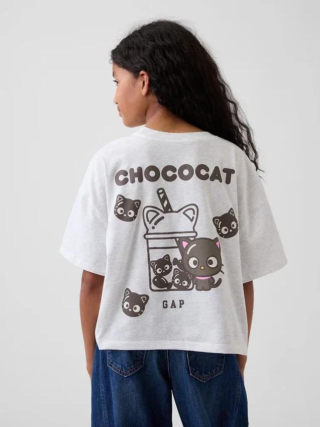 Dziecięcy T-shirt Hello Kitty o oversize'owym, prostym kroju