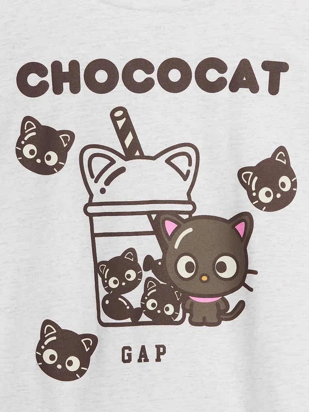 Dziecięcy T-shirt Hello Kitty o oversize'owym, prostym kroju