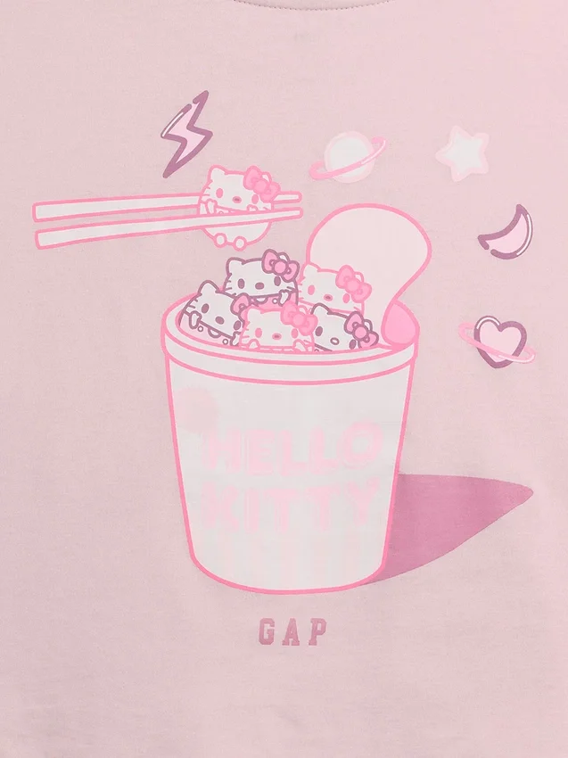 Dziecięcy T-shirt Hello Kitty o oversize'owym, prostym kroju