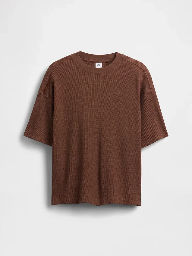 Dziecięcy T-shirt oversize z dzianiny waflowej